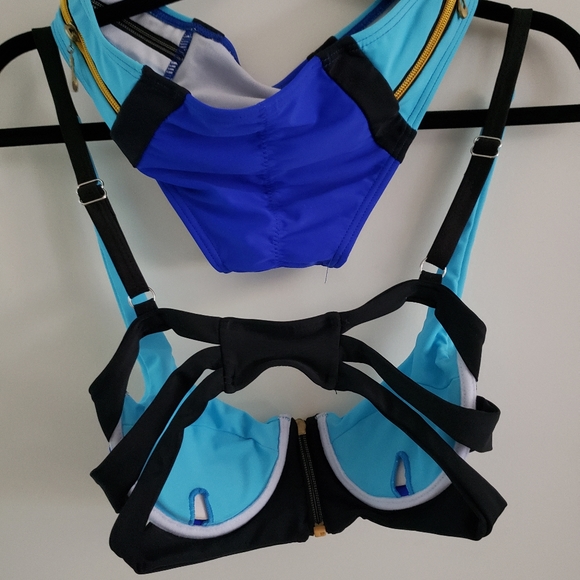 NWOT Colorblock Bikini, Sz. S, Sanitary Shield Intact. Zip Front, Sides zip - Picture 7 of 8